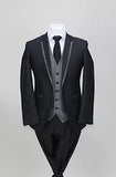 BLACK WITH GREY TRIM SLIM FIT 3-PEICE SUIT